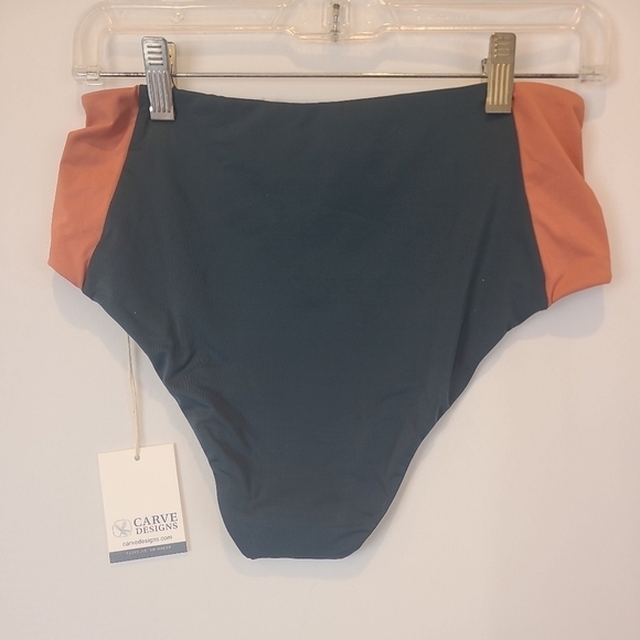 NEW Carve Designs Women's Eden w. Clay (Green & Coral) Bottom Swim Sz. S NWT - Picture 3 of 5